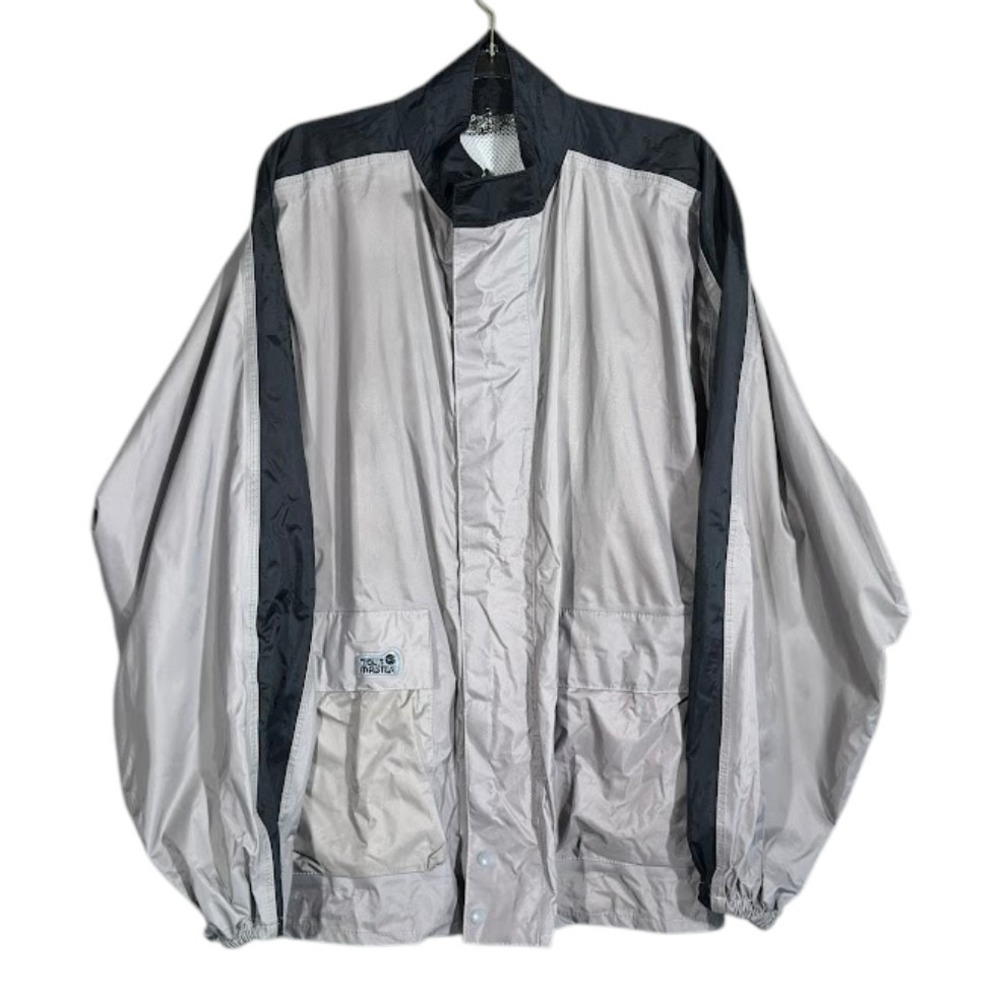 Tour Master Motorcycle Jacket Men XL Gray Black Rain Windbreaker Full Zip